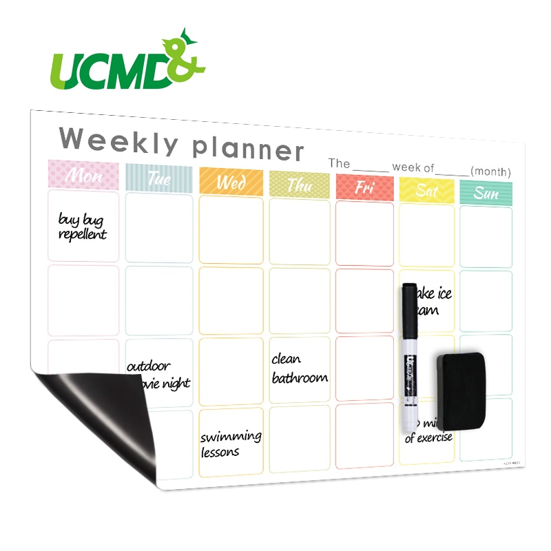 Magnetico Cancellabile Calendario per Frigorifero di Scrittura Quotidiana Settimanale Mensile Planner Organizzatore Bacheche Frigo Magneti Note 42x30cm