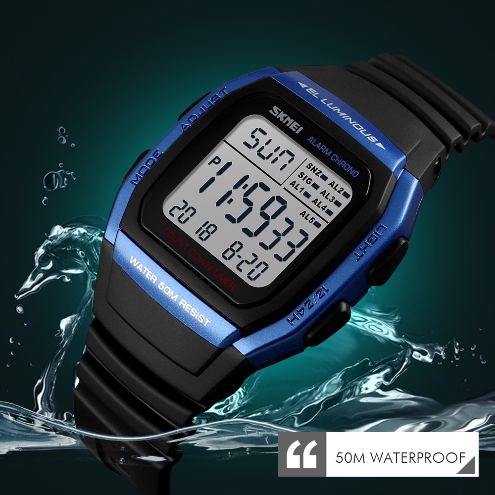 Skmei Mode Mannen Horloges Waterdichte Sport Digitale Led Alarm Chrono Elektronische Klok Man Student Horloge Relogio Masculino
