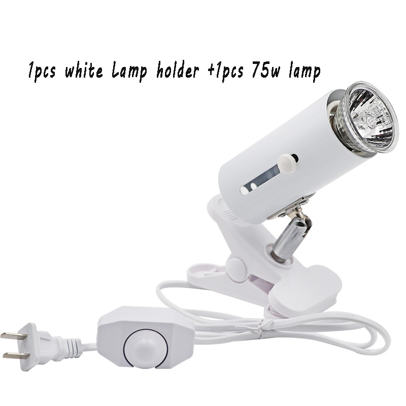 UVA Reptil Lampe Bausatz mit Clip-auf Keramik Licht Halfter Schildkröte Aalen UV Heizung Lampe einstellen Schildkrözehn Eidechse Beleuchtung 220V: Weiß und 75W Lampe