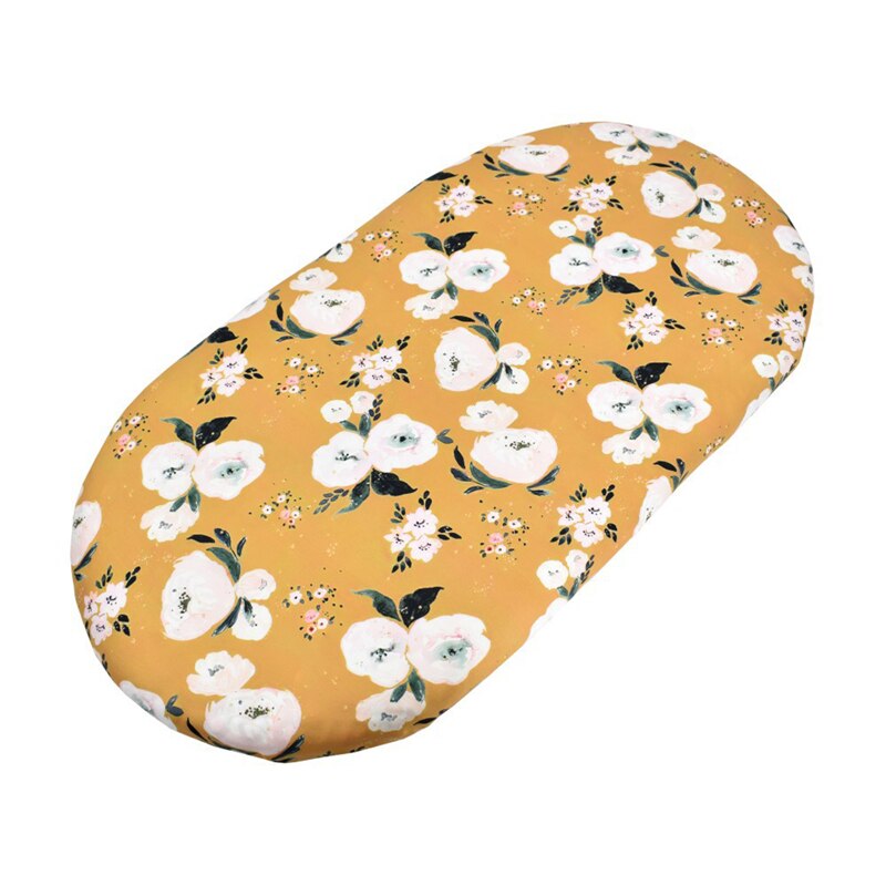 Cradle Bed Cover Met Bloemen, Geometrie Afdrukken Matras Protector Verpleging Tafel Accessoires