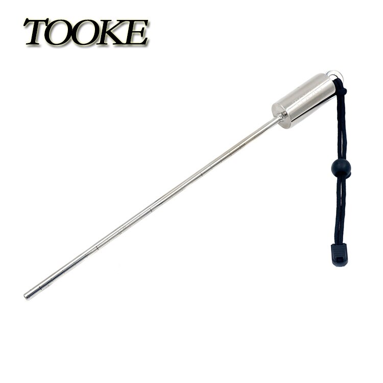 Dykbeslag rostfritt stål hummer dyksticka pekpinne undervattenshaker med snodd handledsrem: Svart rem