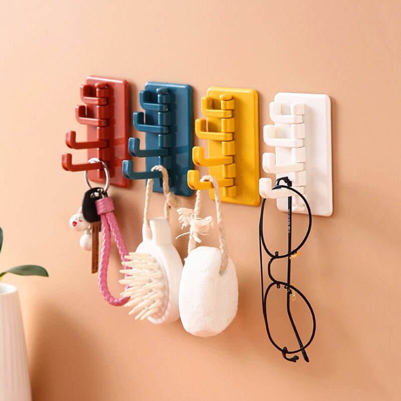 Rotating Adhesive Hook Nordic Adhesive Hook Bathroom Kitchen Wall Hole-Free Hanger key bag clothes hook home organizer