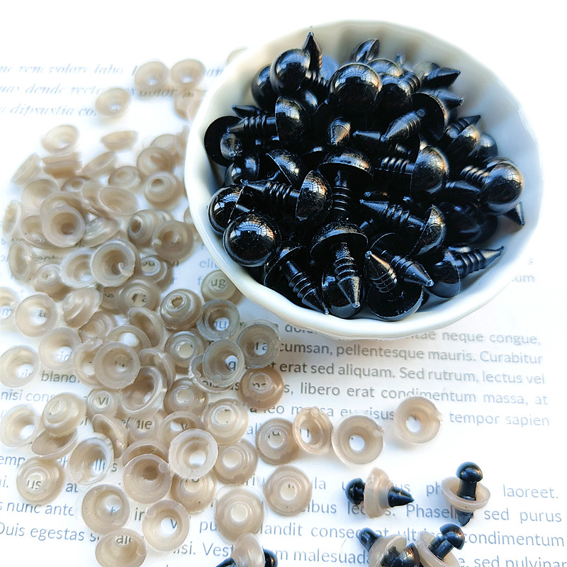 Ojos de plástico negros para muñeca artesanal, accesorios decorativos de juguete, ojos roscados de seguridad Animal, suministros de Material, 5-14mm, 60-120 piezas: Níquel negro / L