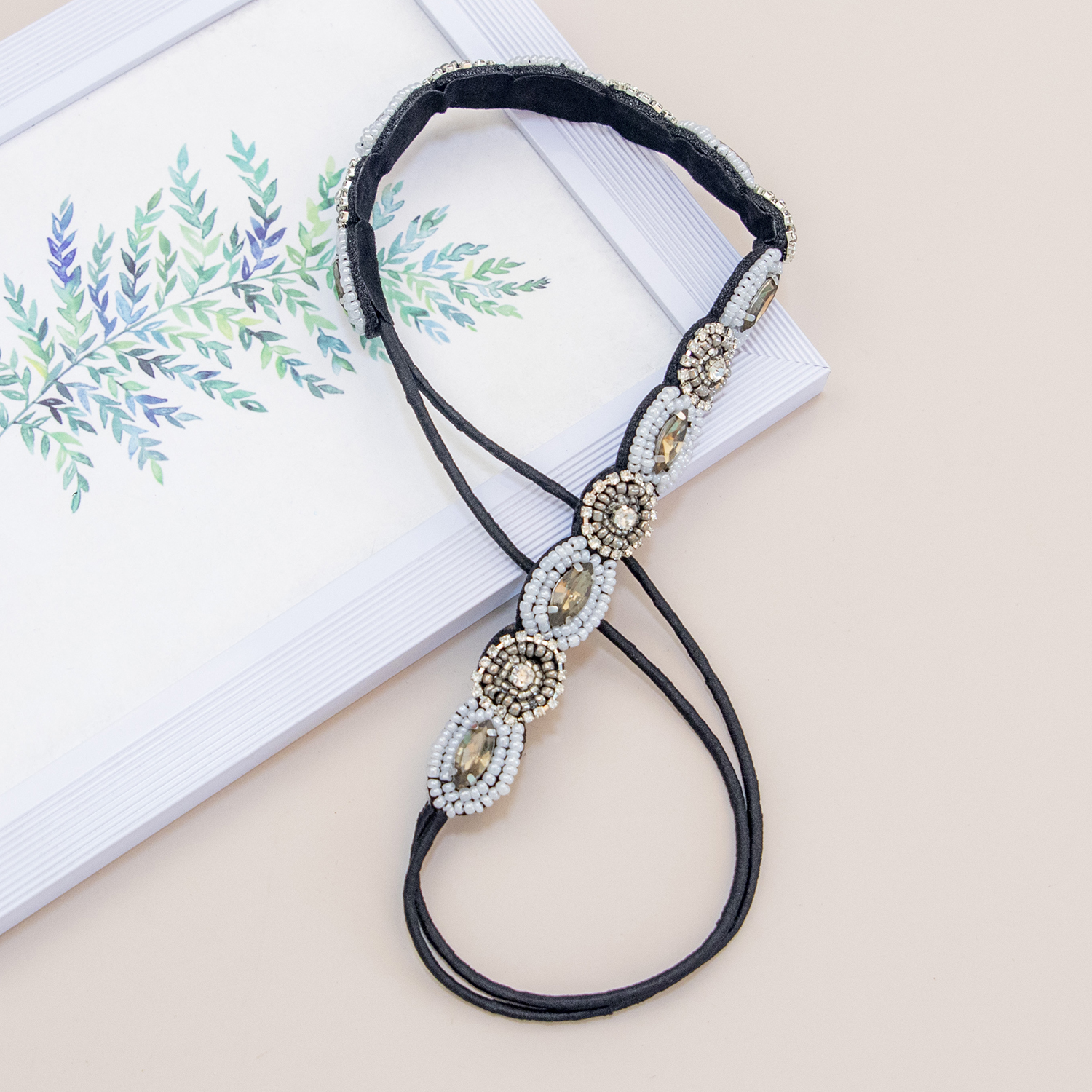 Diadema bohemia para el cabello, diademas elásticas, Tiara con cuentas turquesas Vintage y diademas elásticas con diamantes de imitación, tocados para mujer: YELLOW