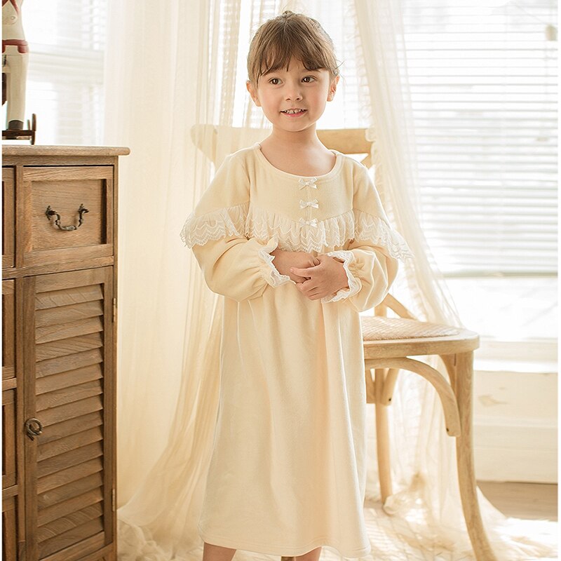 Chemise De Nuit Princesse Alunsito Pour Filles - Coton à Manches Longues - Volants - Automne/Hiver
