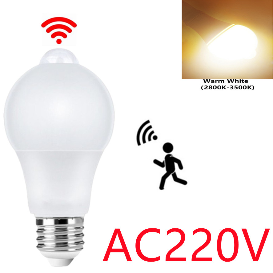 E27 st 20w ac220v led-rörelsesensorlampa led-lampa pir-sensorlampa automatisk på/av led-nattlampa för parkeringsbelysning i hemmet  ac85v-265v st: Röd / Orange