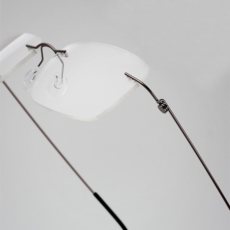 Hand-Made Ultralight Titanium Brilmontuur Mannen Klassieke Rechthoek Randloze Brillen Mannelijke Frameloze Recept Optische Eyewear