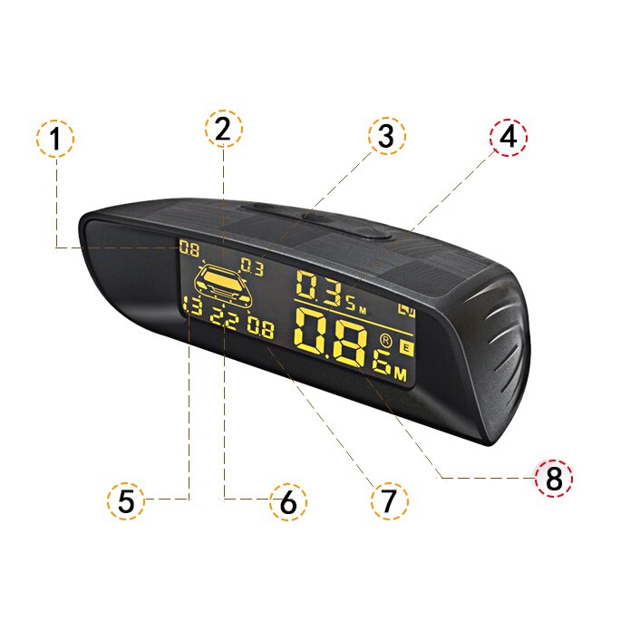 Car LCD Parking Sensor Kit, Visible Full Digital Distance Display Reversing R-Adar with 4 Sensors Fit All Cars