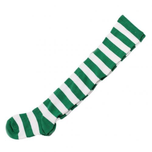 Long Stripe Printed Thigh High Striped Cotton Socks Women Christmas Color Striped Over The Knee Thigh High Stockings: 2Green White