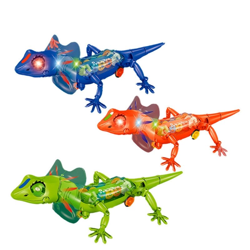 Lézard de marche, modèle de jouet robotique, fonctionne à piles, avec sons, lumières, queue amovible, Animal drôle, 77HD