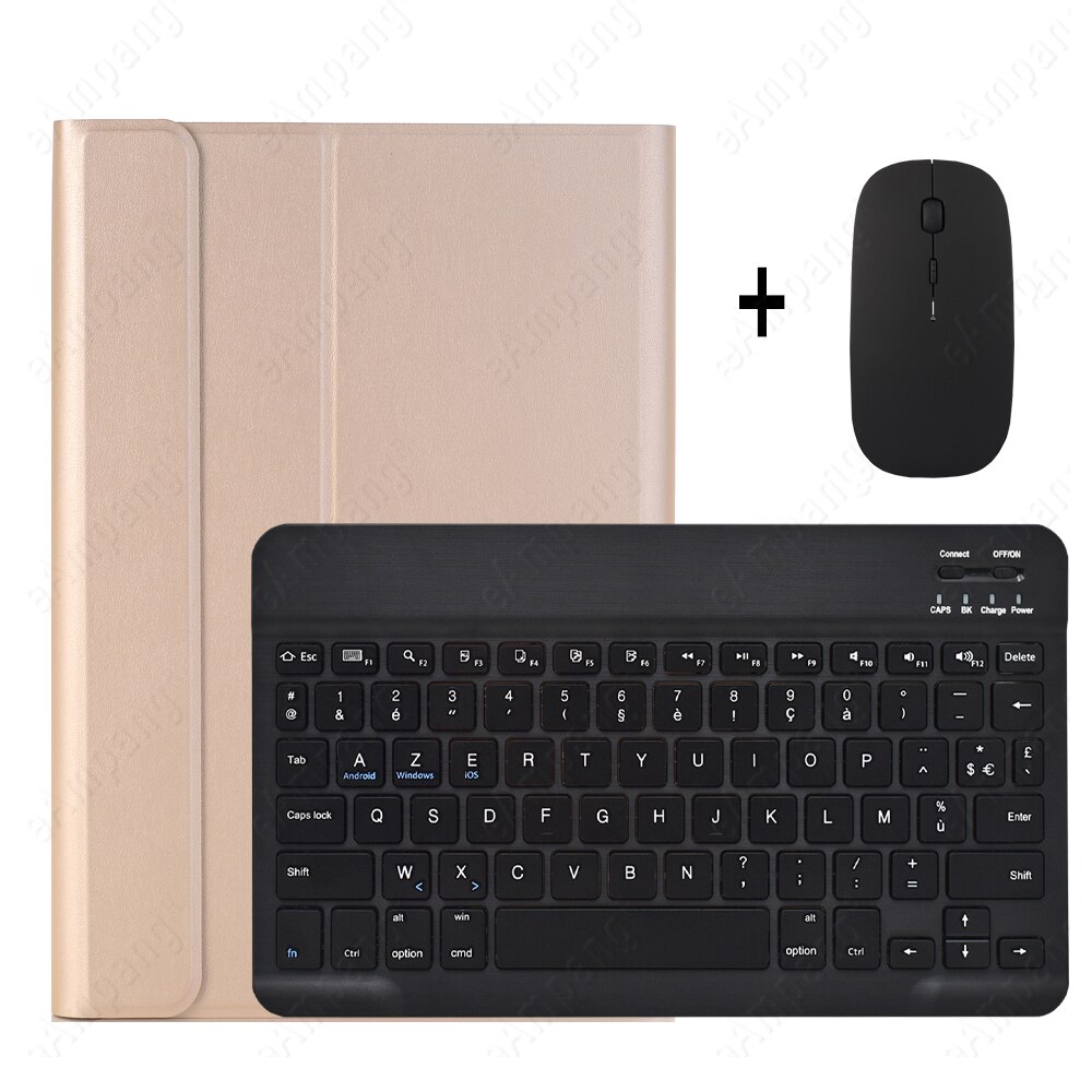 Clavier français AZERTY pour Samsung Galaxy Tab A7 10.4 , coque pour Samsung SM-T500 SM-T505 T500 T505: gold black mouse