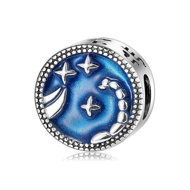 100% reale 925 Sterling Silver Zodiacale Toro Virgo Branelli di Fascino 12 Costellazione Fit Originale JIUHAO del Braccialetto del braccialetto Gioielli FAI DA TE: Scorpio