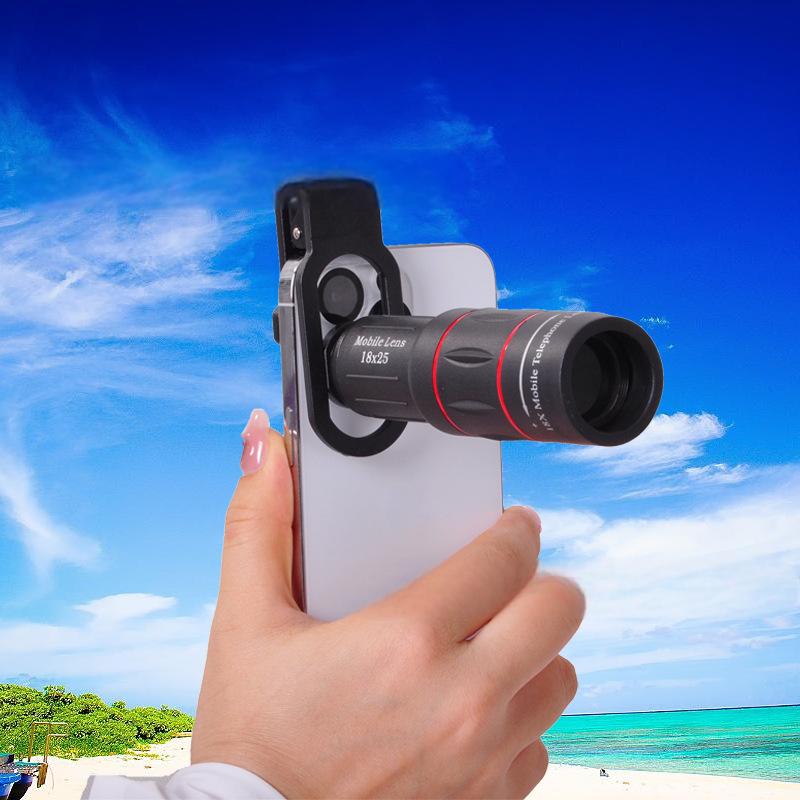Lente teleobjetivo de un solo barril, cámara externa, adecuado para teléfonos móviles, telescopios, grabación de conciertos, 18 veces, 1pc