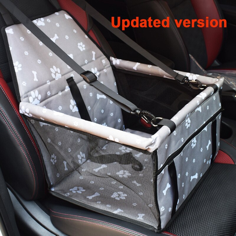 Pet Carriers Dog Car Seat Cover Carrying for Dogs Cats Mat Blanket Rear Back Hammock Protector transportin Folding Blanket: C-Gray bones