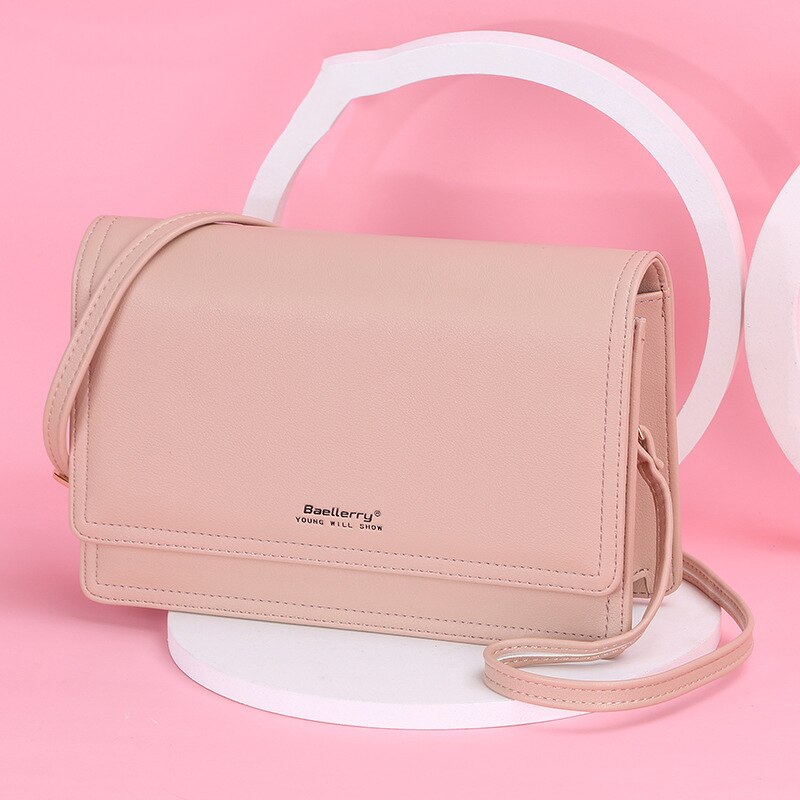 Damen-umhängetasche in unifarbe mit großem fassungsvermöGen, weiches leder, multifunktionale crossbody-geldbörse