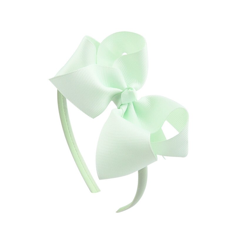 Cinta para el pelo de grogrén para niña, diadema bonita hecha a mano, lazo sólido, 20 colores, 4 pulgadas, accesorios para el cabello para niña: Verde claro