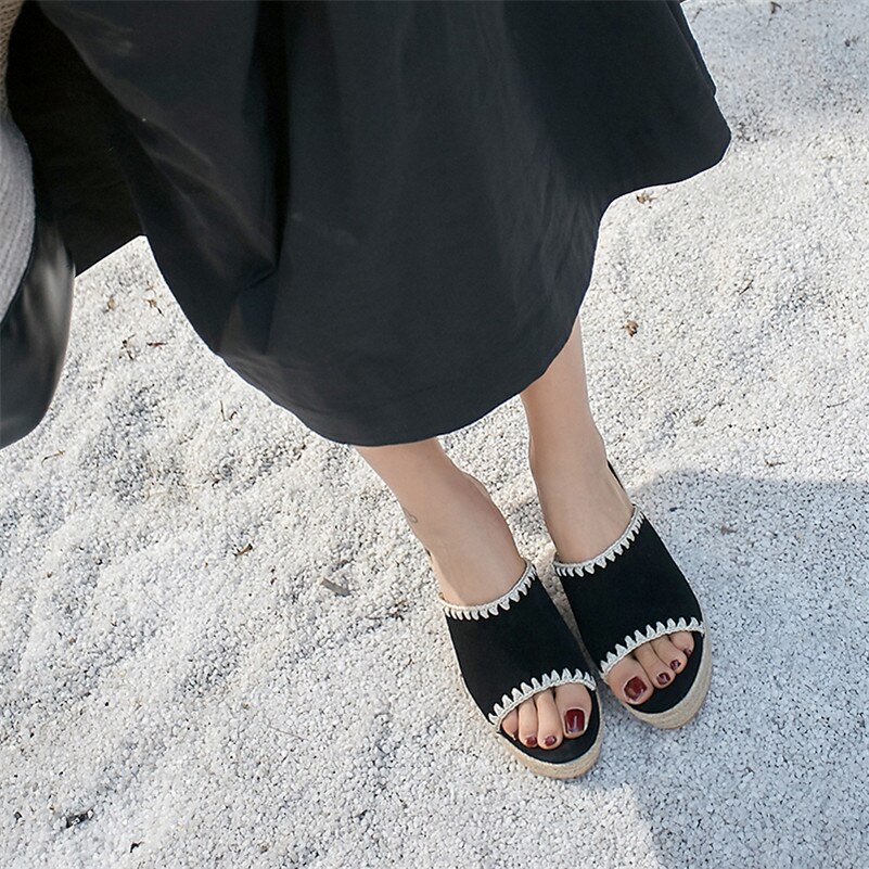 FEDONAS Summer Vintage Round Toe Platforms Super High Heels Casual Shoes Woman Solid Kid Suede Women Sandals Slip On Shoes
