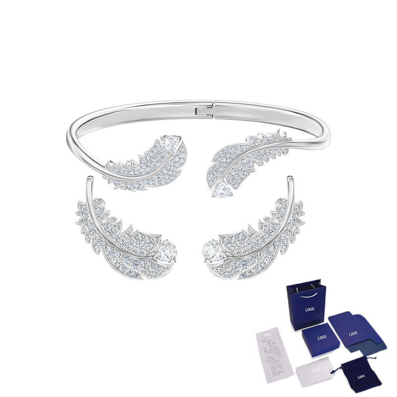 Magnifique ensemble de bijoux en plumes, fleurs et pierres précieuses avec boîte gratuite, lancement haut de gamme, très approprié comme pour votre petite amie: Rose