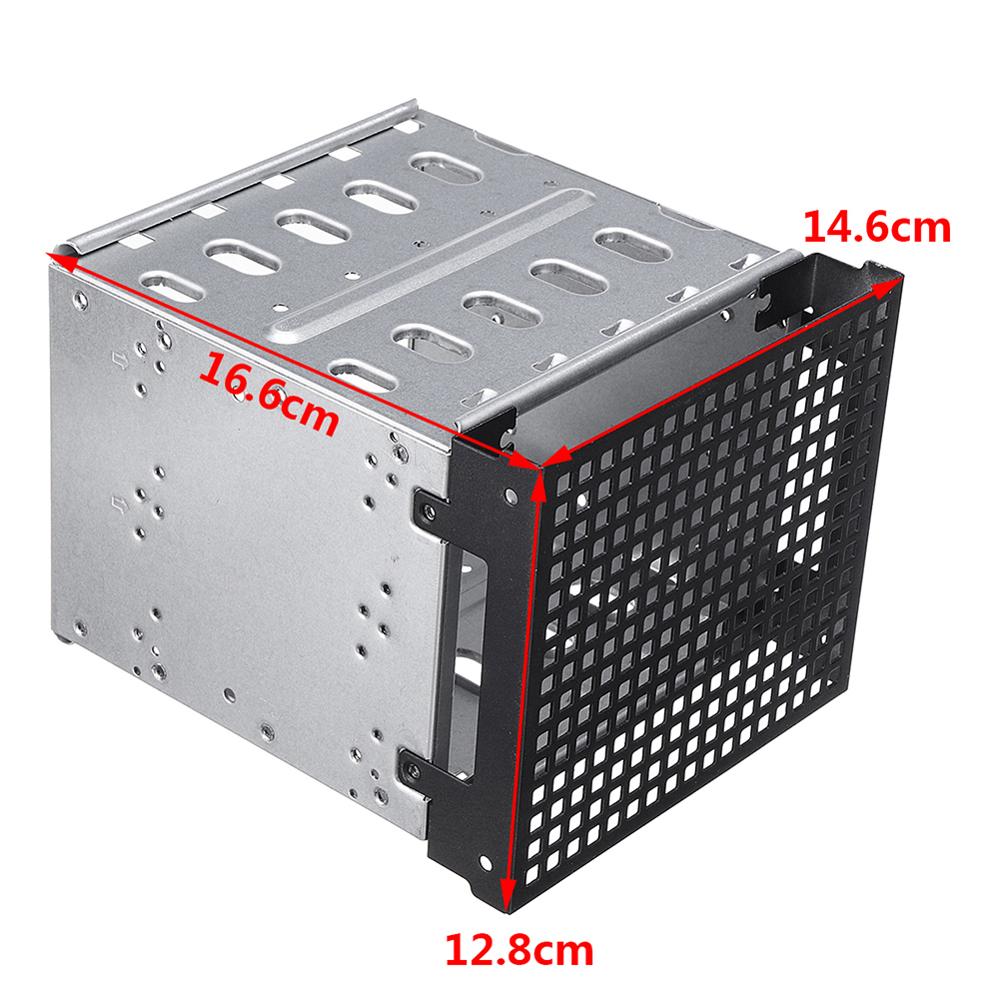5.25" to 5x 3.5" SATA SAS HDD Cage Tray Rack Bracket with Fan Space Convert 3x Optical Drive Bays to 5x Hard Drive Positions