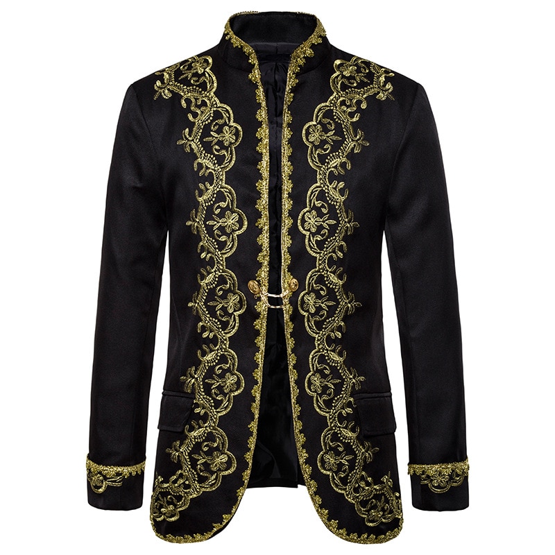 Men Red Blazer Gold Embroidery Baroque Mens Blazer Luxury Dress Blazers Men Performance Stage Palace Costume Men Blazer Hombre