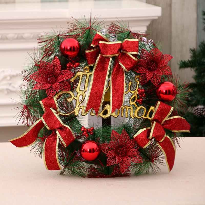 Kerstkrans deur wandhanger slinger ornament huisdecoratie kerstkrans strik kunstmatige decoratie 40cm: Rood