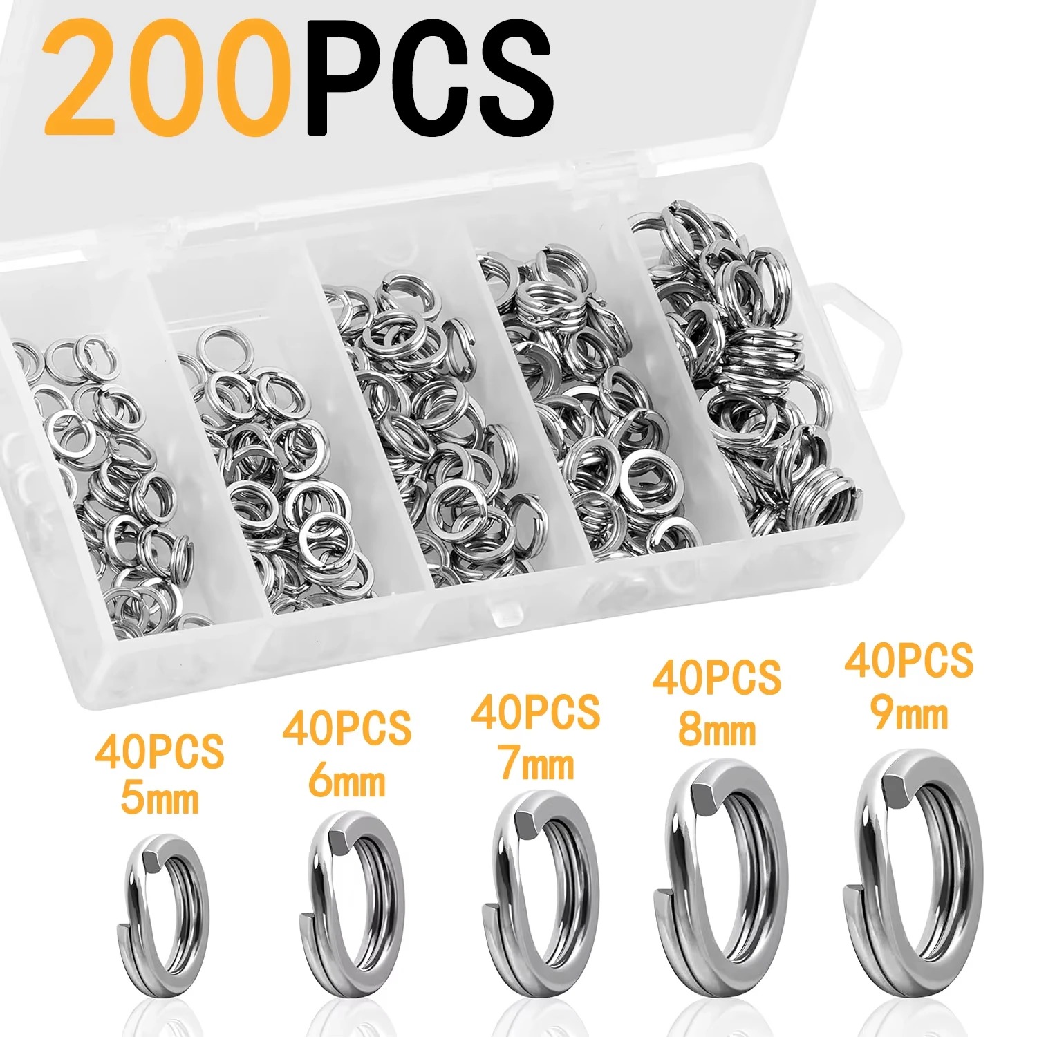 Vissen Splitringen 200/400 Stuks 5 Maten Roestvrij Staal Zware Hoge Sterkte Lokken Connector Tackle Box Accessoires Zoutwater: Bruin