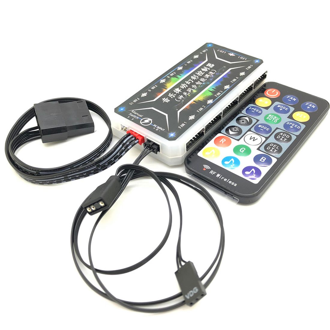 XT-XINTE Computer Afstandsbediening Cooler Cooling 21 Key Rgb Controller Case Controller 10 Poorten 2 Led Strip Verlichting Voor Pc cpu: RGB sync music