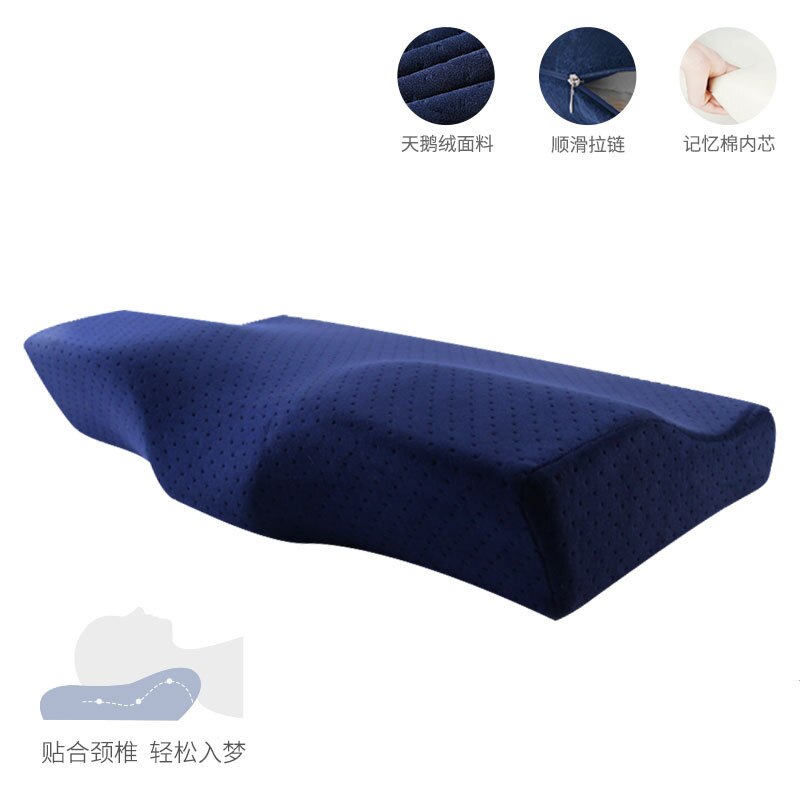 Vlinder Vormige Memory Foam Beddengoed Kussen Bescherming Nek Trage Rebound Slapen Cushionhealth Zorg Cervicale Orthopedische Kussens: blue