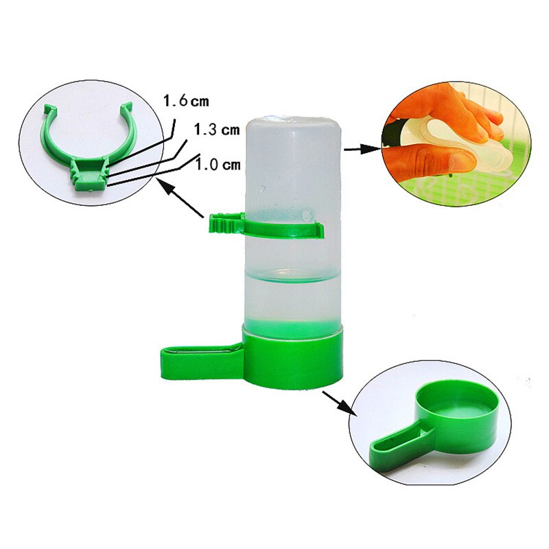 Drinkbak voor vogels, voerbak, waterbak, clip voor volière, parkiet, papegaai, kanarie