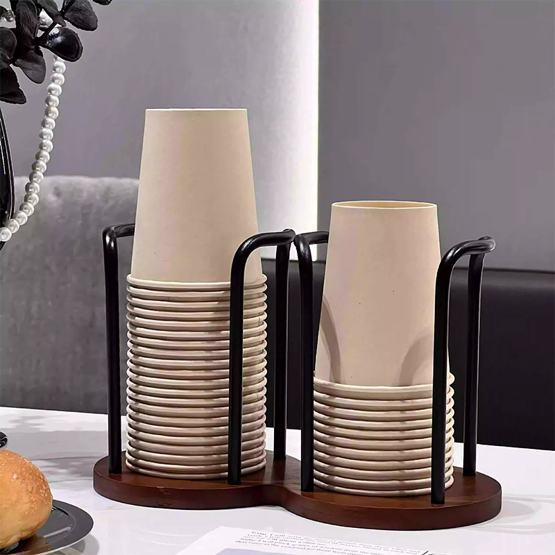 Keuken Papieren Bekerhouder Luxe Wegwerp Beker Opslag Houder Desktop Papieren Beker Opbergrek Houten Dispenser Mok Display Stand