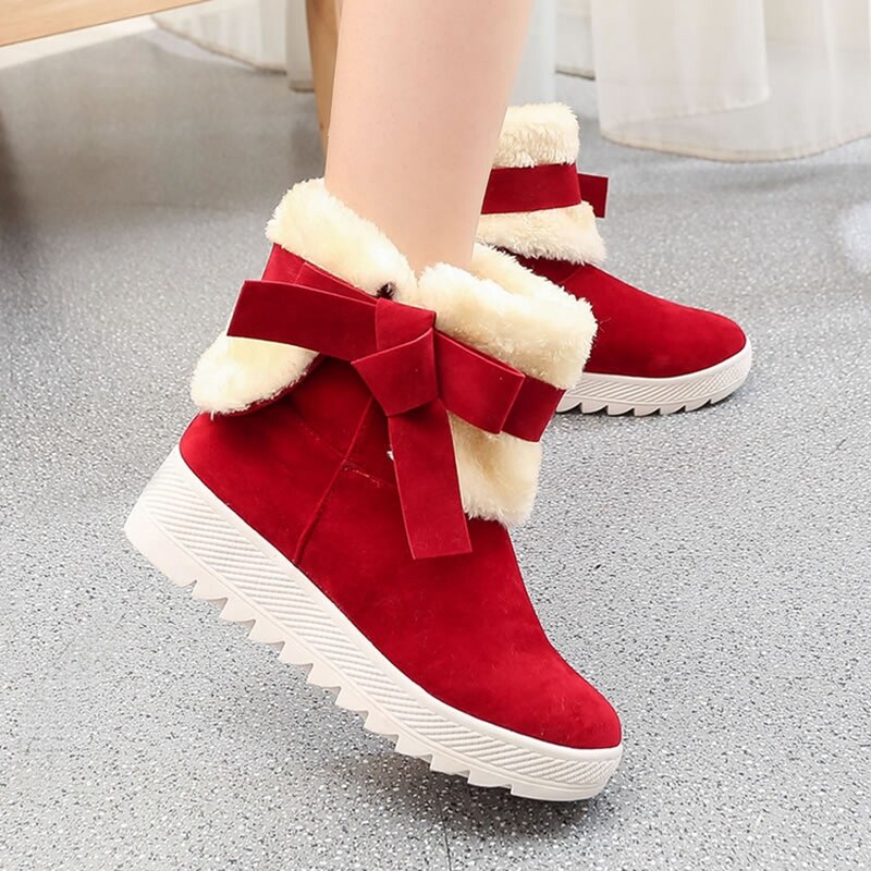 Kvinnor stövlar kvinnliga vinterskor kvinna päls varma snöstövlar kvinnor casual ankelboots julstövlar