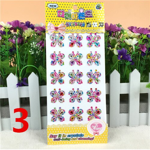 Many Styles Mixed Color Acrylic Rhinestone Crystal Decoration Stickers 3D Baby Kids boys girls DIY Cute Children toys Stickers: 3