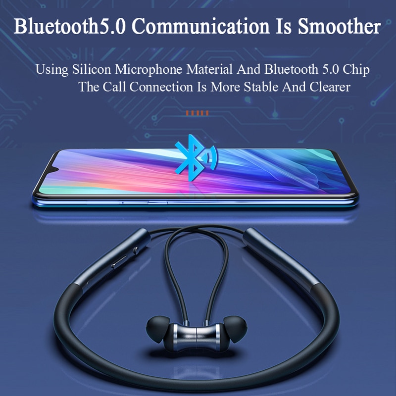 KTUXB-auriculares inalámbricos con Bluetooth 5,0, dispositivo con banda magnética para el cuello, a prueba de agua IPX5, con micrófono y cancelación de ruido