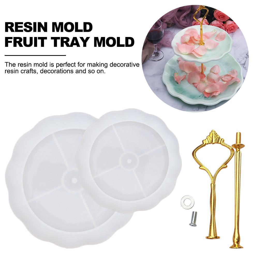 Epoxyhars Siliconen Mal Diy Twee Layer Fruit Lade Mold 3D Kant Thee Cake Tray Coaster Mal Voor Voedsel Serveren