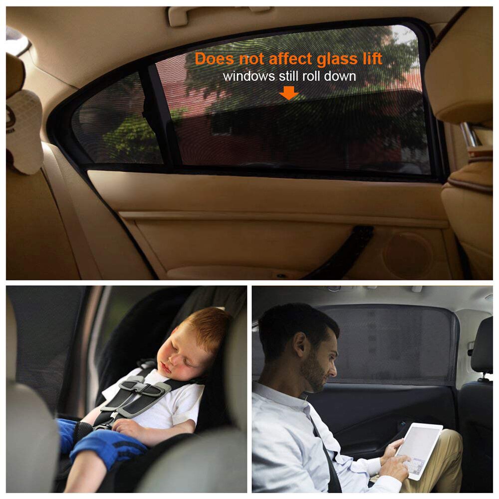 Car sunshade anti-mosquito rear side window for UV protection black stretchable opaque