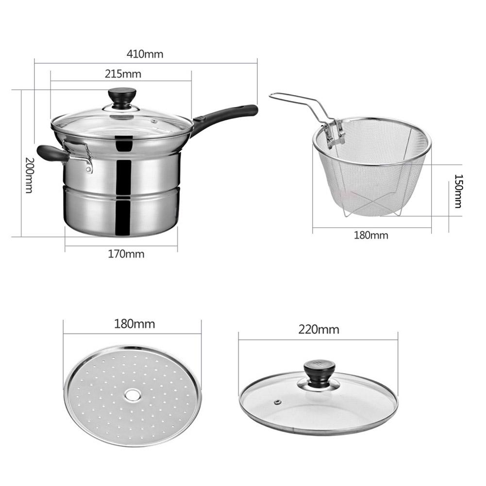 Stainless Steel Pasta Pot Cooking Noodle Pot Multi-purpose Soup Pan Steamer Fryer Pasta Home Induction Cooker