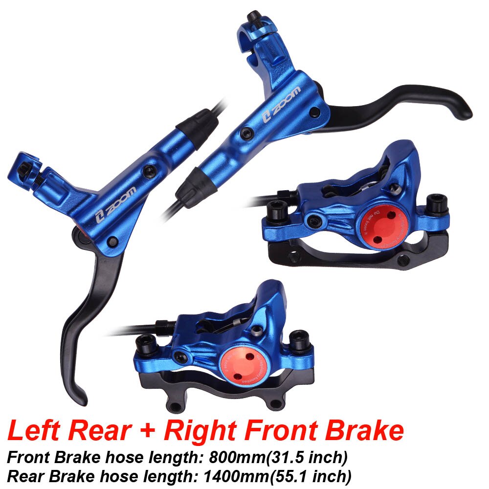MTB Road Bike Hydraulic Disc Brake Calipers Front Rear 800/1400mm Mountain bike Kit Bicycle Oil Pressure Disc Brake Set: LR RF Brake Blue