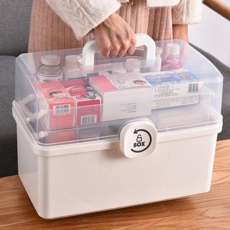 3 couches en plastique boîte de rangement boîte médicale organisateur multifonctionnel Portable armoire à pharmacie famille Kit d'urgence boîte directe