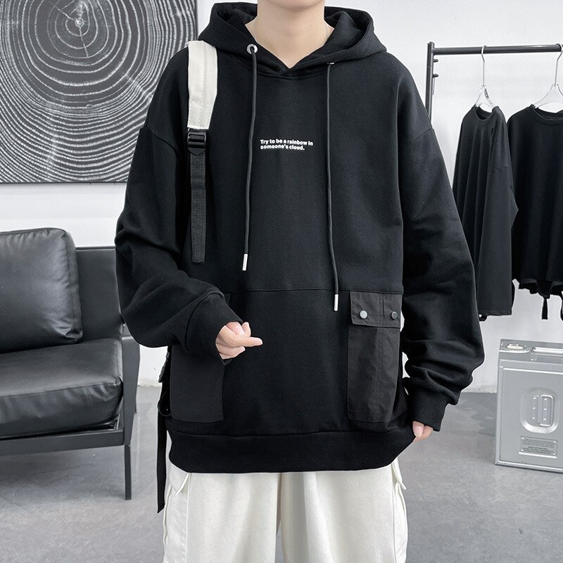 Sudadera con capucha de lana para hombre, suéter holgado de talla grande, novedad, primavera, otoño e invierno, 2022