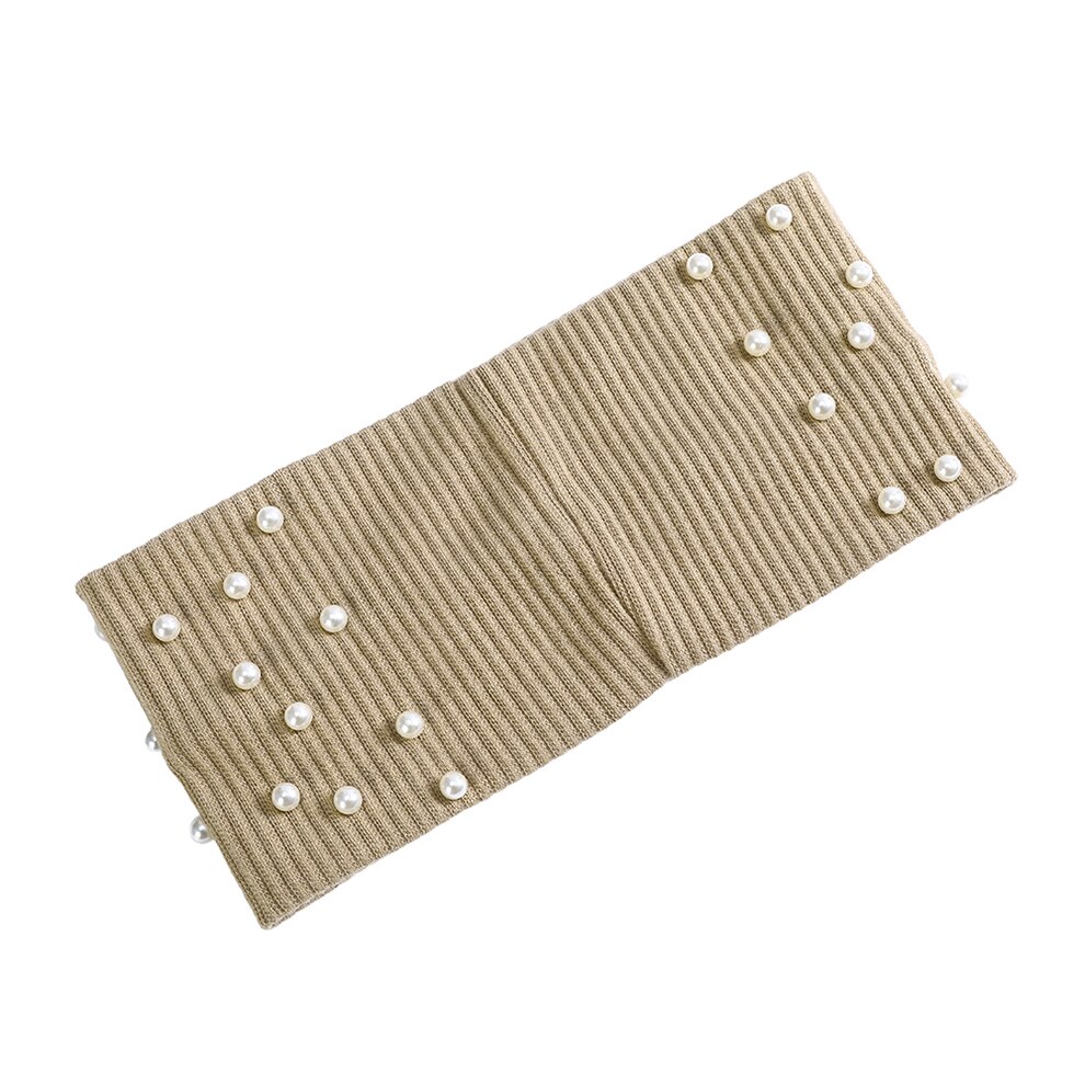 Molans Winter Effen Kleur Brede Tulband Gebreide Katoenen Haarband Parel Hoofdband Voor Vrouwen Meisjes Elastische Haarbanden Accessoires