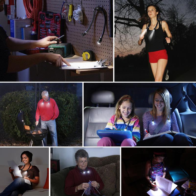 LED Neck Light Book Reading Lamp Flexible Handsfree Night Flashlight Camping Light Led Night Flash Light Outdoor Camping Light
