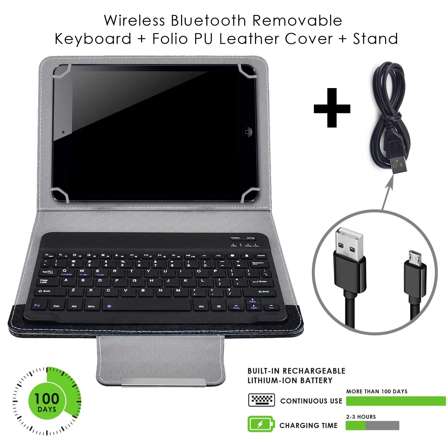 Teclado inalámbrico Bluetooth para tableta Funda de cuero PU funda con soporte para Pad 7 8 pulgadas 9 10 pulgadas para IOS Android Windows