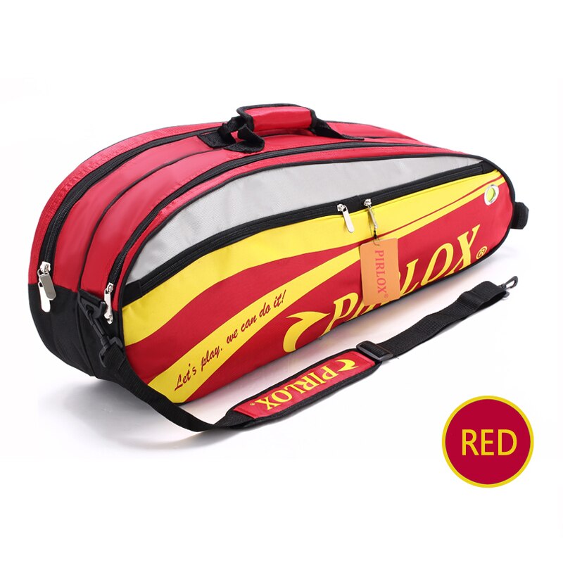 Dobbeltdæk stor tennisracket sportstaske badminton taske tennis ketcher tasker til 43 sko dobbelt lynlås vandtæt: Rød skuldertaske