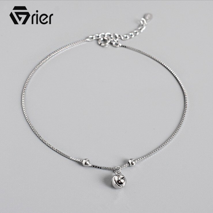 Grier – Bracelet de cheville avec cloches en argent S925, chaîne de pied, plage, Yoga, breloque, bijoux , été