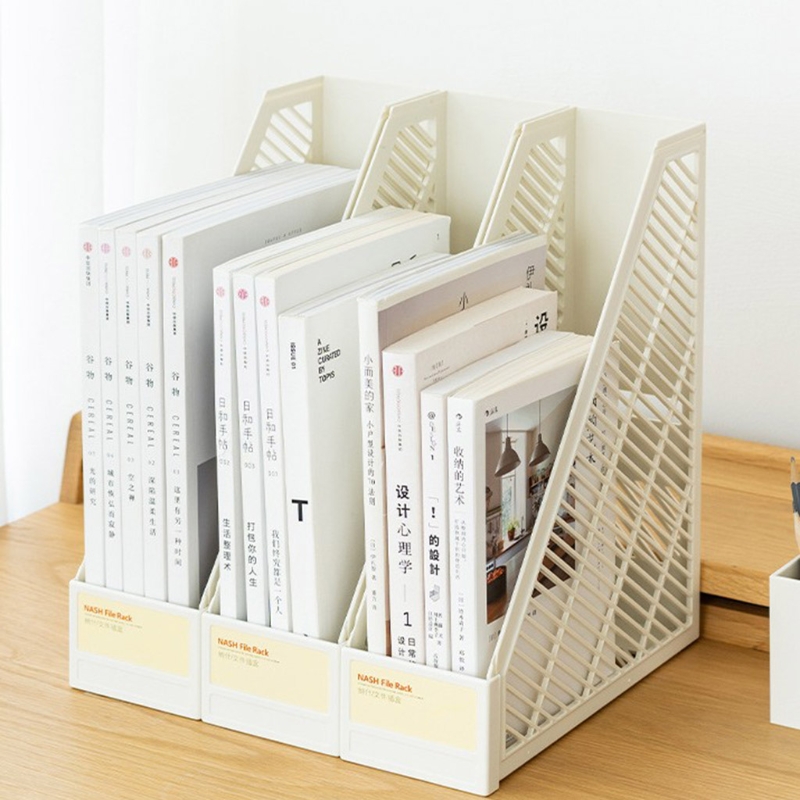 Multi-purpose 2-layer Document Holder Durable File Storage Case Vertical Stackable Placement for School Office Desk