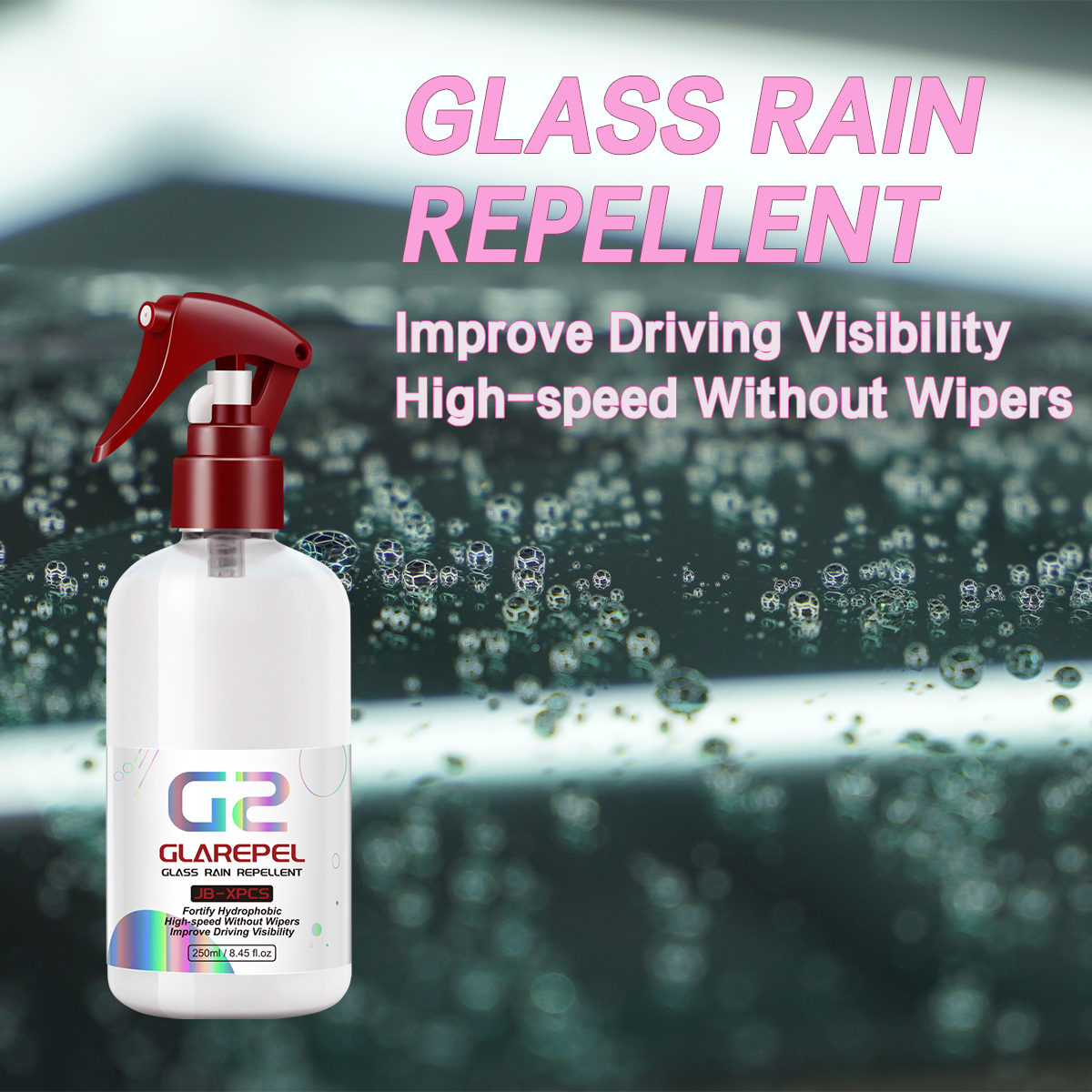 Vattenavvisande spray anti-regnbeläggning för bilglas hydrofob anti-regn flytande bil vindruta spegelmask  g2 clarepel