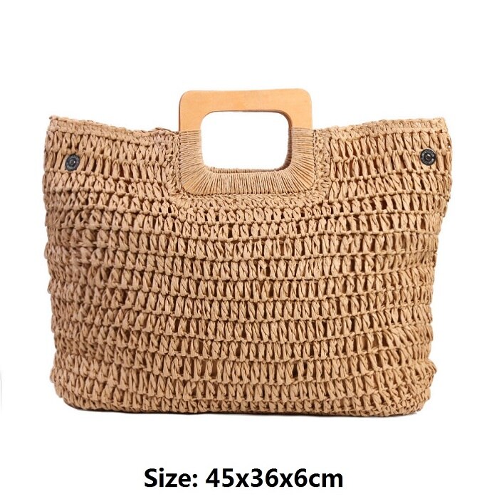 Sac à main Vintage tricoté en paille pour femme, idéal pour l'été, idéal pour la plage, idéal pour le voyage, fait à la main,: Type A Light Brown