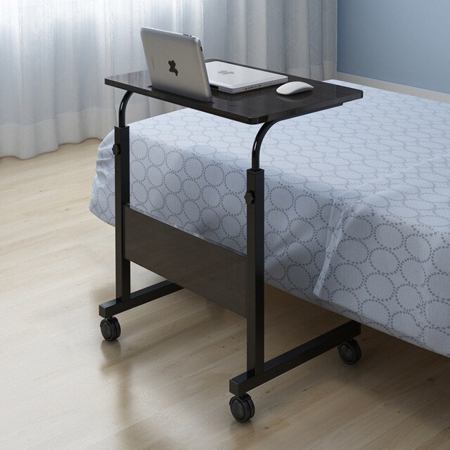 Adjustable Computer Desk with Wheels Portable Laptop Desk Rotate Notebook Bed SofaTable Can be Lifted Standing Desk: Black