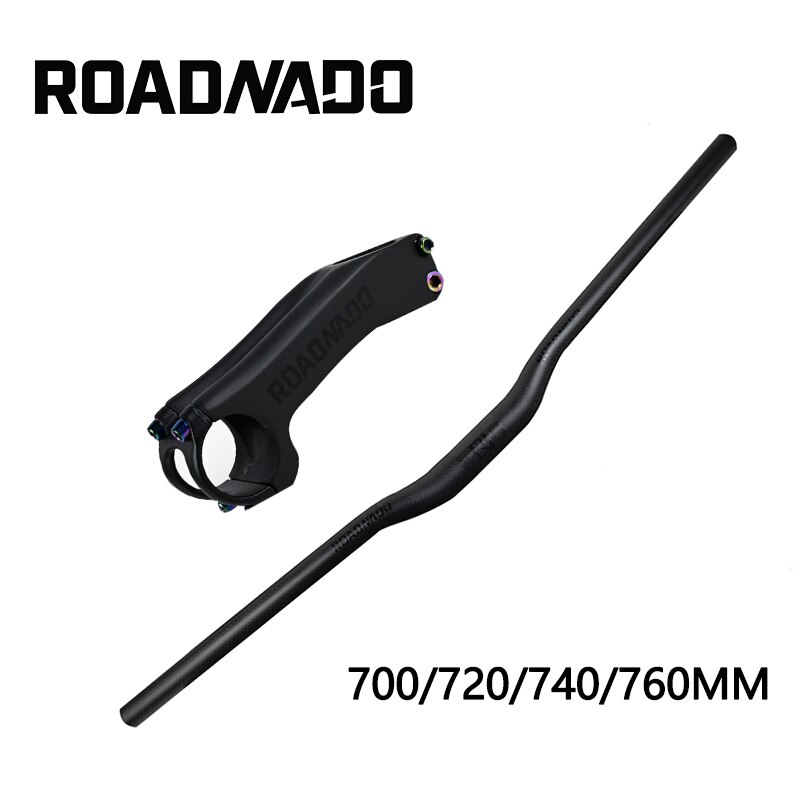 voll Kohlenstoff Fiber Lenker einstellen MTB Fahrrad Lenker + Vorbau 700/720/740/760mm * 31,8mm Mountainbike Aufstieg Bar Stengel