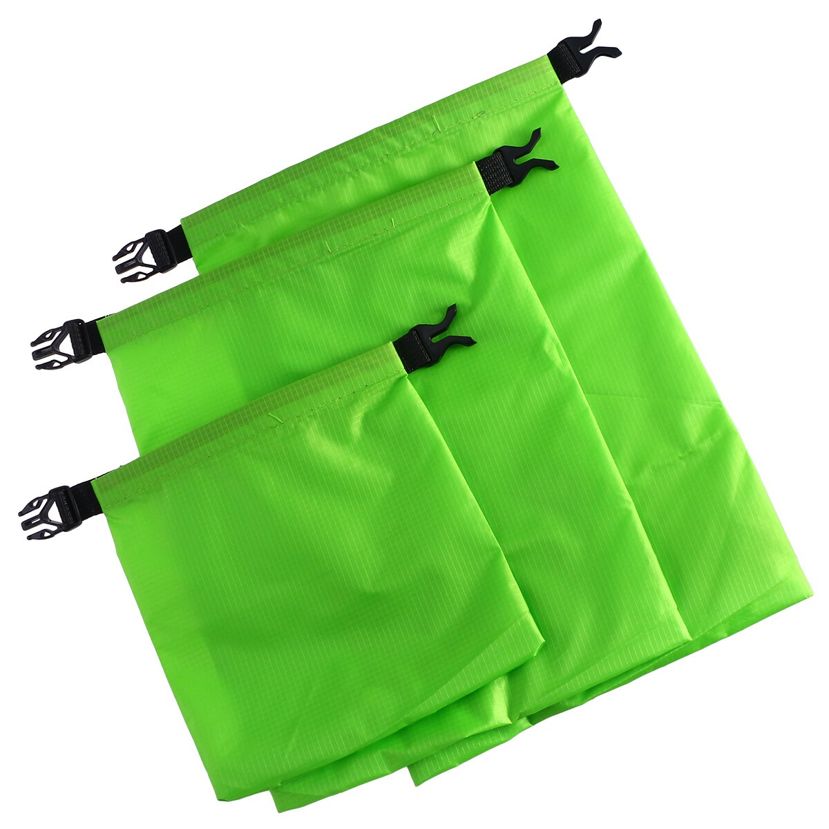 3 stk 1.5l+2.5l+3.5l vandtæt tørpose opbevaringspose til camping sejlads kajakrafting rafting fiskeri (grøn)